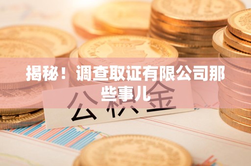 宁化揭秘！调查取证有限公司那些事儿