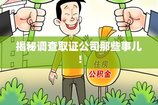 宁化揭秘调查取证公司那些事儿！