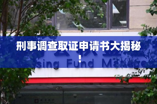 宁化刑事调查取证申请书大揭秘！