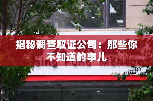 宁化揭秘调查取证公司：那些你不知道的事儿