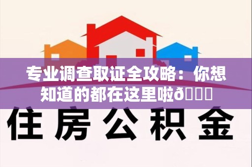 宁化专业调查取证全攻略：你想知道的都在这里啦😉