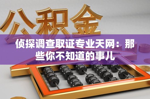 宁化侦探调查取证专业天网：那些你不知道的事儿