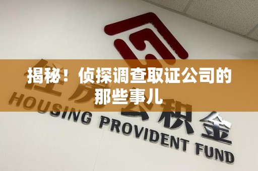 宁化揭秘！侦探调查取证公司的那些事儿